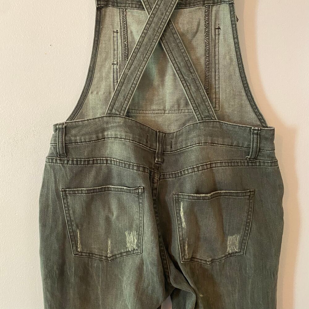 Free People Gray Black Overalls Straight Leg Boho Retro Women's size 28 - Picture 7 of 9